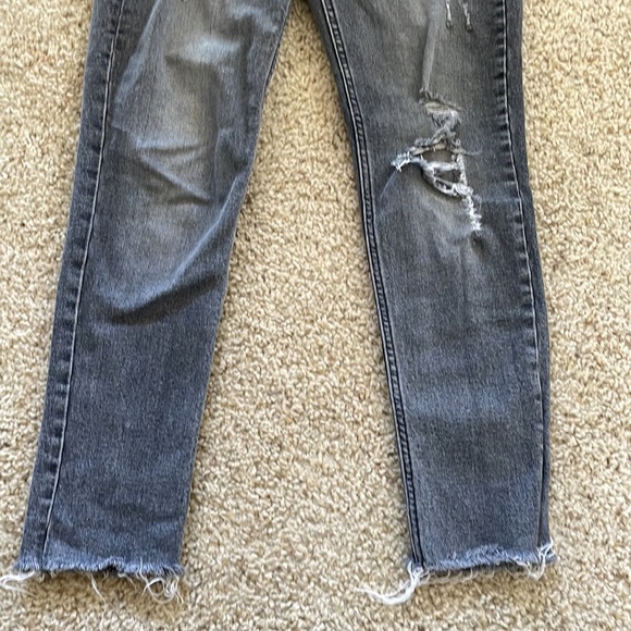 Calvin Klein dark gray denim with blowouts high rise, Size 28 raw hem - Picture 7 of 12